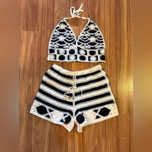 POL Black and White Textured Fabric